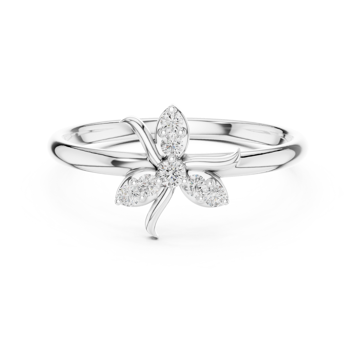 0.08 Carat Diamond Asymmetric Flower Lily Ring | Yellow Gold