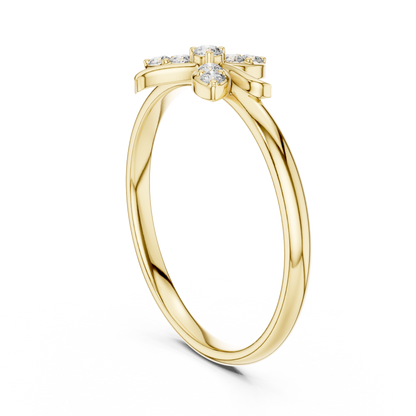 0.08 Carat Diamond Asymmetric Flower Lily Ring | Yellow Gold