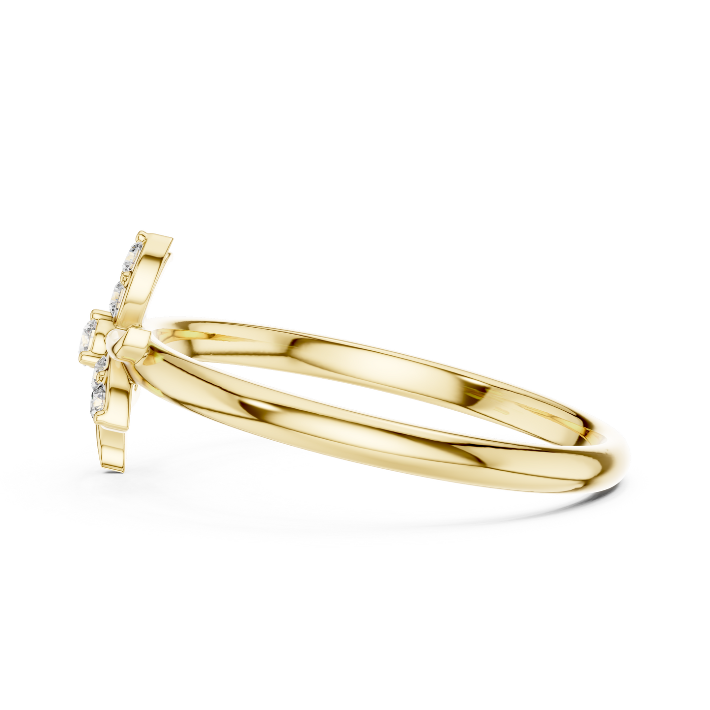 0.08 Carat Diamond Asymmetric Flower Lily Ring | Yellow Gold