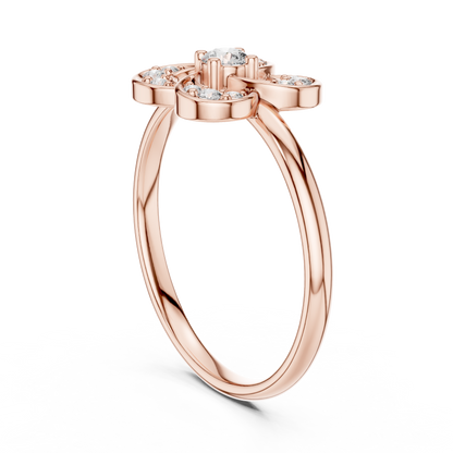 0.11 Carat Diamond Interlocking Swirl Clover Ring | Yellow Gold