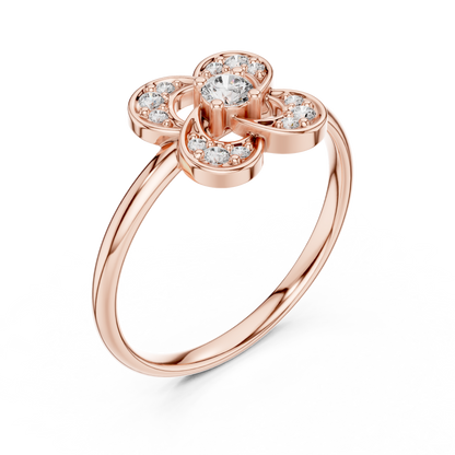 0.11 Carat Diamond Interlocking Swirl Clover Ring | Yellow Gold