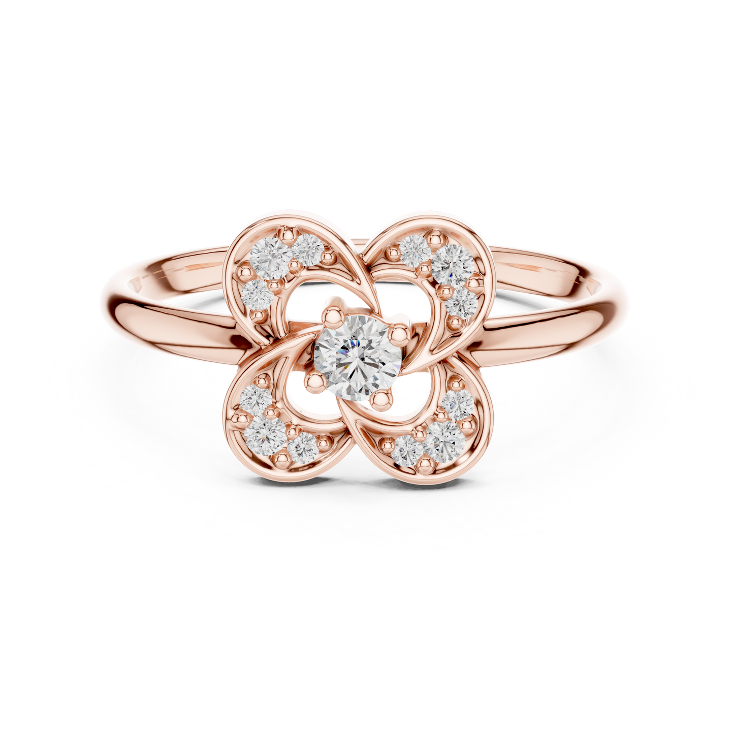 0.11 Carat Diamond Interlocking Swirl Clover Ring | Yellow Gold
