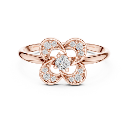 0.11 Carat Diamond Interlocking Swirl Clover Ring | Yellow Gold