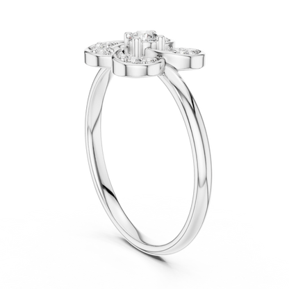 0.11 Carat Diamond Interlocking Swirl Clover Ring | Yellow Gold