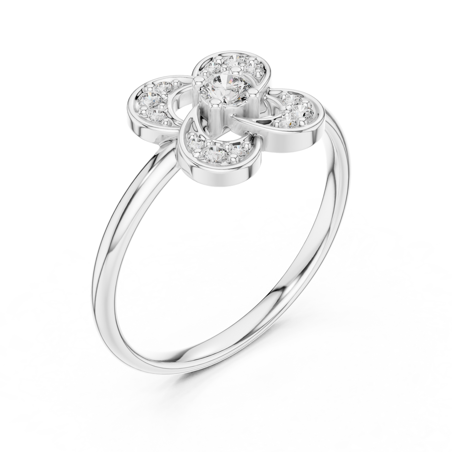 0.11 Carat Diamond Interlocking Swirl Clover Ring | Yellow Gold