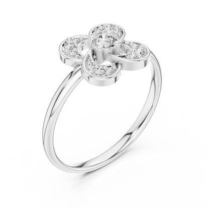 0.11 Carat Diamond Interlocking Swirl Clover Ring | Yellow Gold