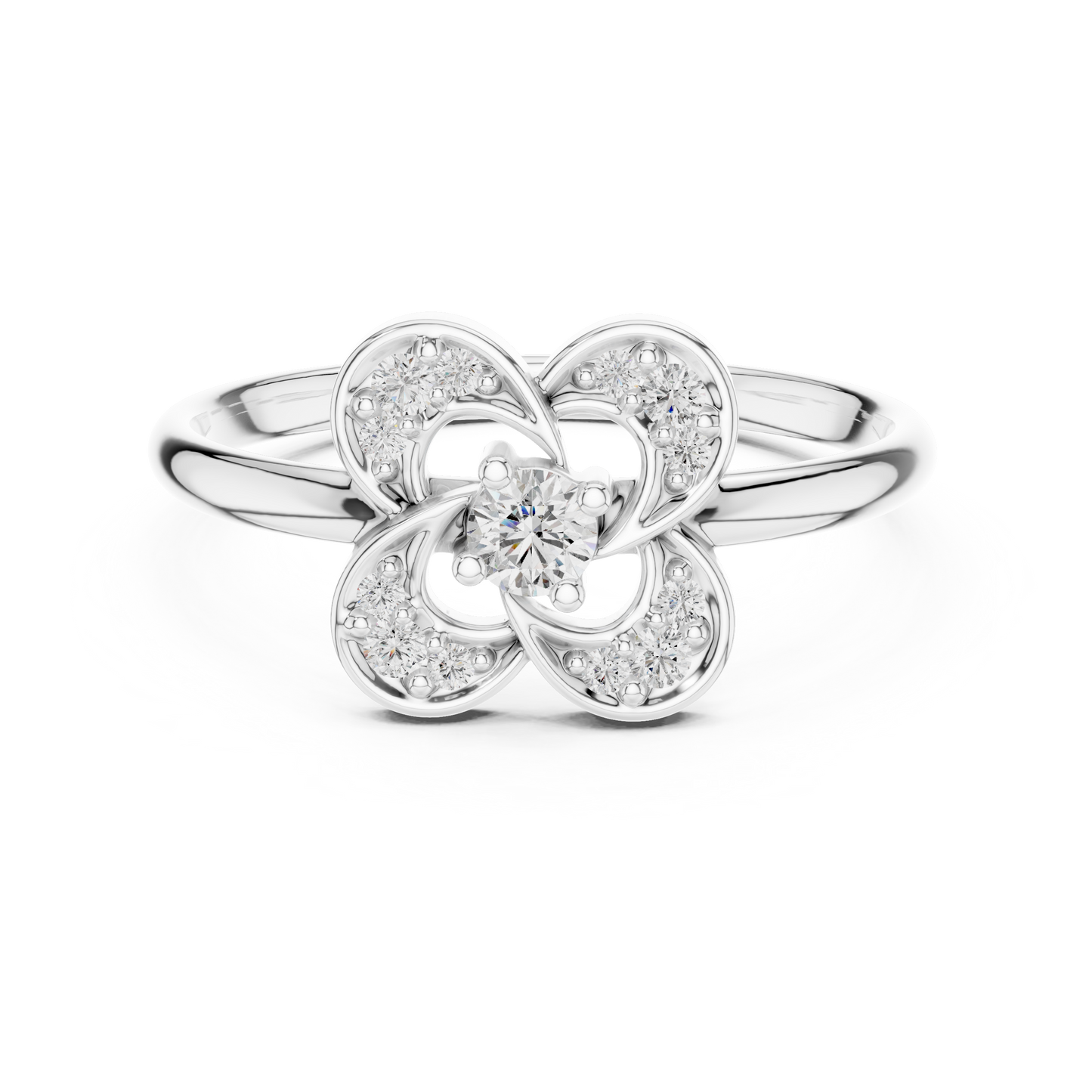 0.11 Carat Diamond Interlocking Swirl Clover Ring | Yellow Gold