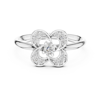 0.11 Carat Diamond Interlocking Swirl Clover Ring | Yellow Gold