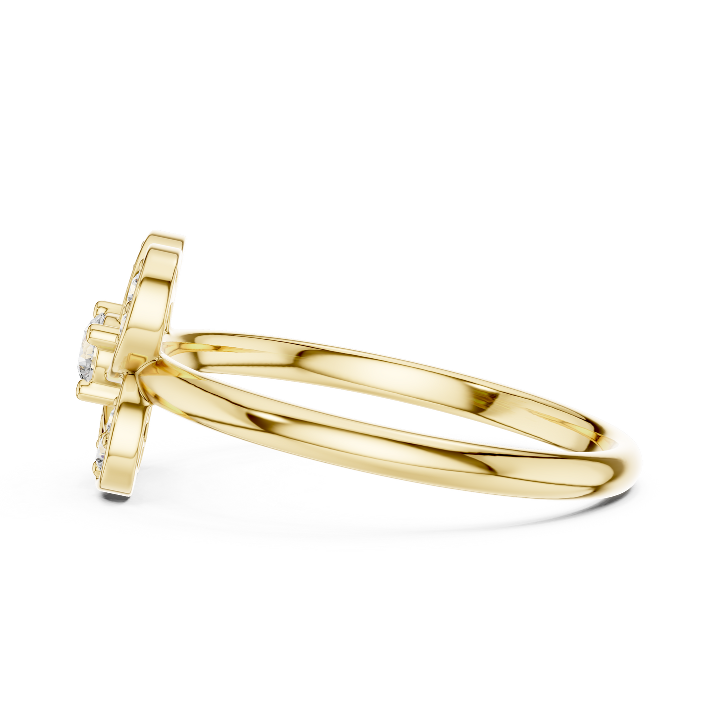 0.11 Carat Diamond Interlocking Swirl Clover Ring | Yellow Gold