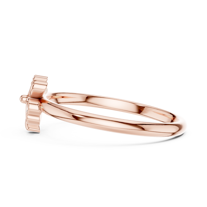0.02 Carat Diamond Lucky Shamrock Clover Ring | Yellow Gold