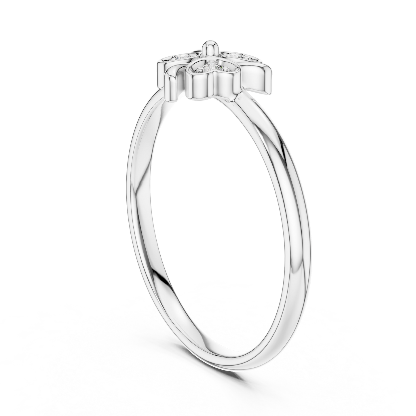 0.02 Carat Diamond Lucky Shamrock Clover Ring | Yellow Gold