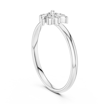 0.02 Carat Diamond Lucky Shamrock Clover Ring | Yellow Gold