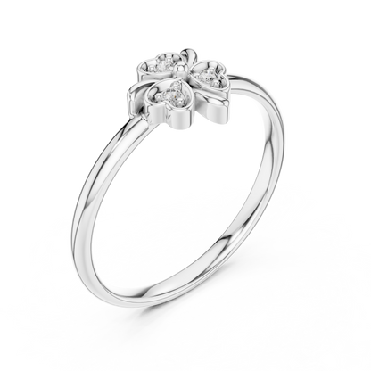 0.02 Carat Diamond Lucky Shamrock Clover Ring | Yellow Gold