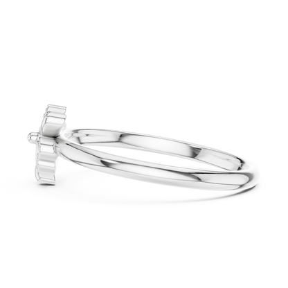 0.02 Carat Diamond Lucky Shamrock Clover Ring | Yellow Gold