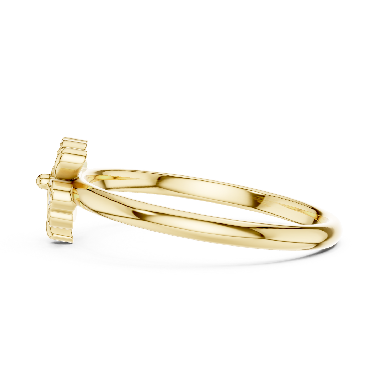 0.02 Carat Diamond Lucky Shamrock Clover Ring | Yellow Gold