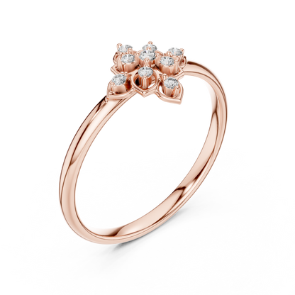 0.05 Carat Diamond Quatrefoil Vintage Ring | Yellow Gold
