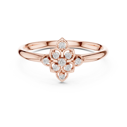 0.05 Carat Diamond Quatrefoil Vintage Ring | Yellow Gold
