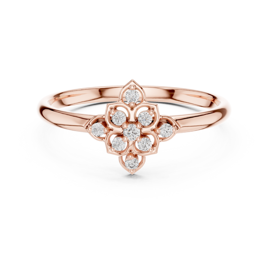 0.05 Carat Diamond Quatrefoil Vintage Ring | Yellow Gold