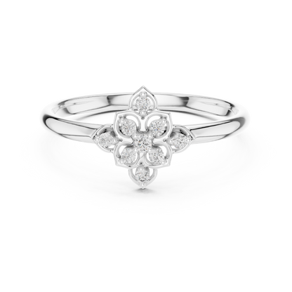 0.05 Carat Diamond Quatrefoil Vintage Ring | Yellow Gold