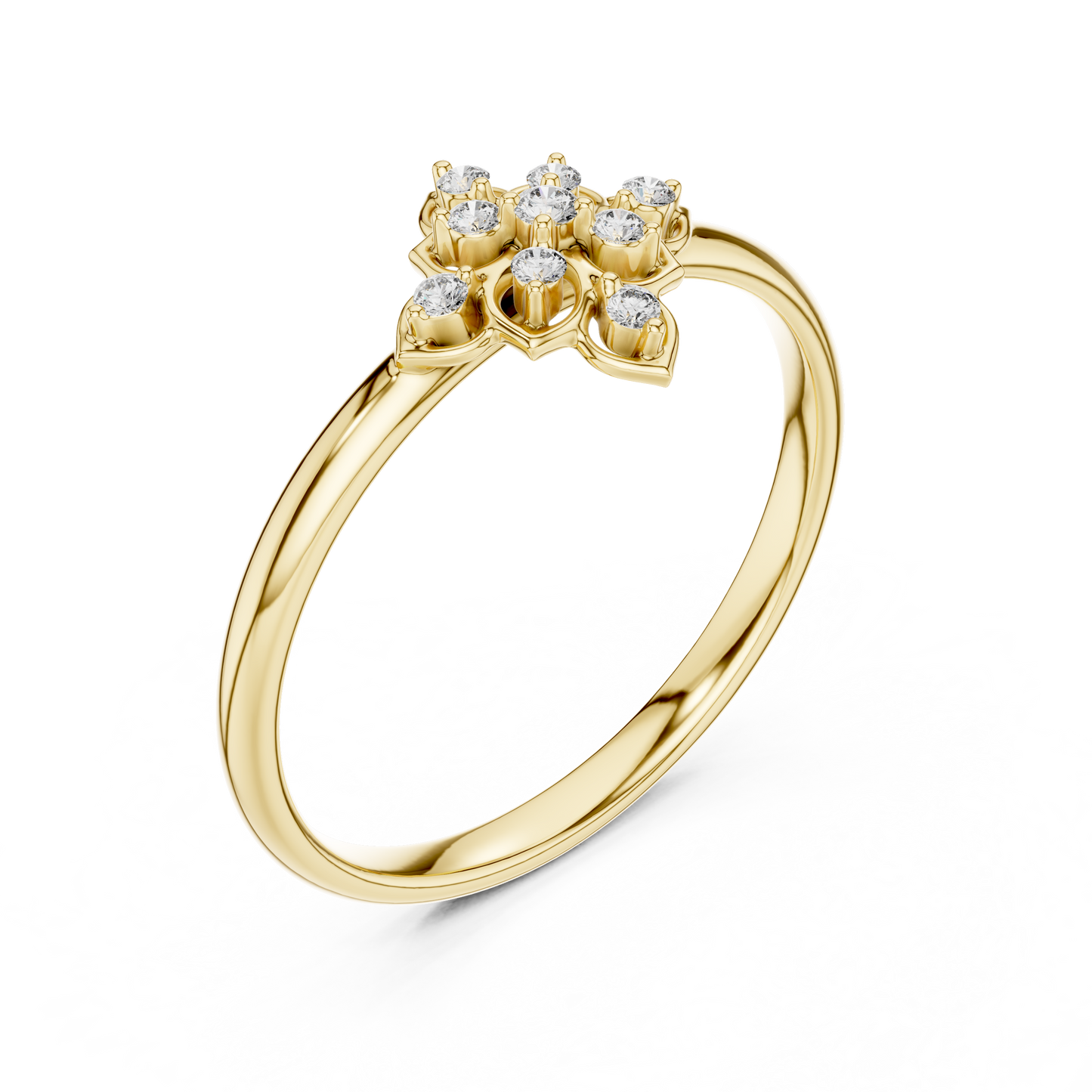 0.05 Carat Diamond Quatrefoil Vintage Ring | Yellow Gold