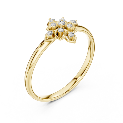 0.05 Carat Diamond Quatrefoil Vintage Ring | Yellow Gold