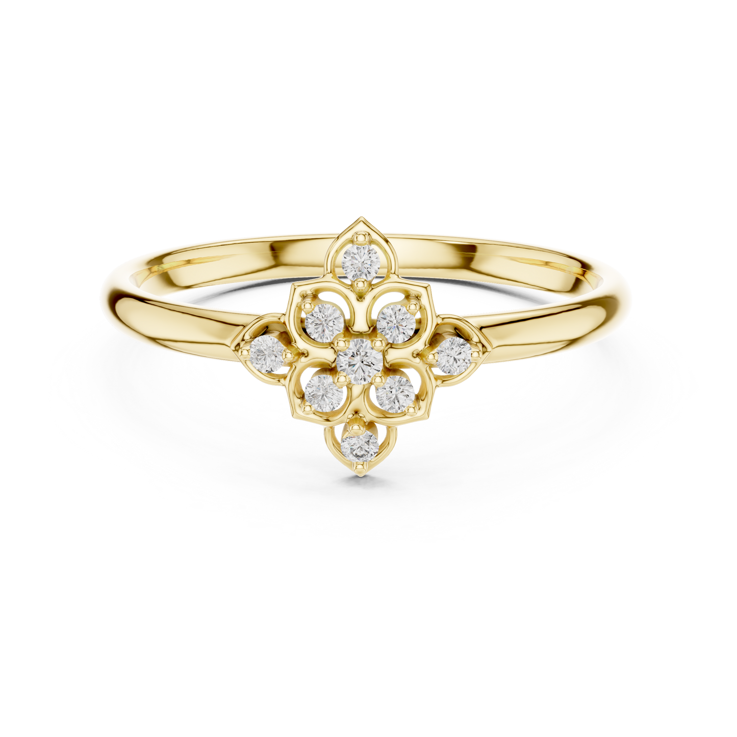 0.05 Carat Diamond Quatrefoil Vintage Ring | Yellow Gold