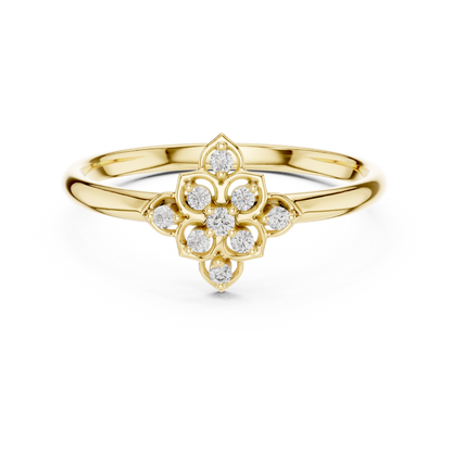 0.05 Carat Diamond Quatrefoil Vintage Ring | Yellow Gold