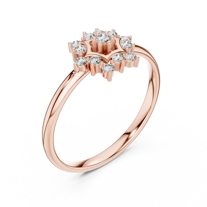 0.11 Carat Diamond Hexagon Snowflake Cluster Ring | Yellow Gold