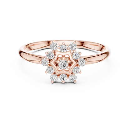 0.11 Carat Diamond Hexagon Snowflake Cluster Ring | Yellow Gold