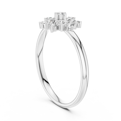 0.11 Carat Diamond Hexagon Snowflake Cluster Ring | Yellow Gold