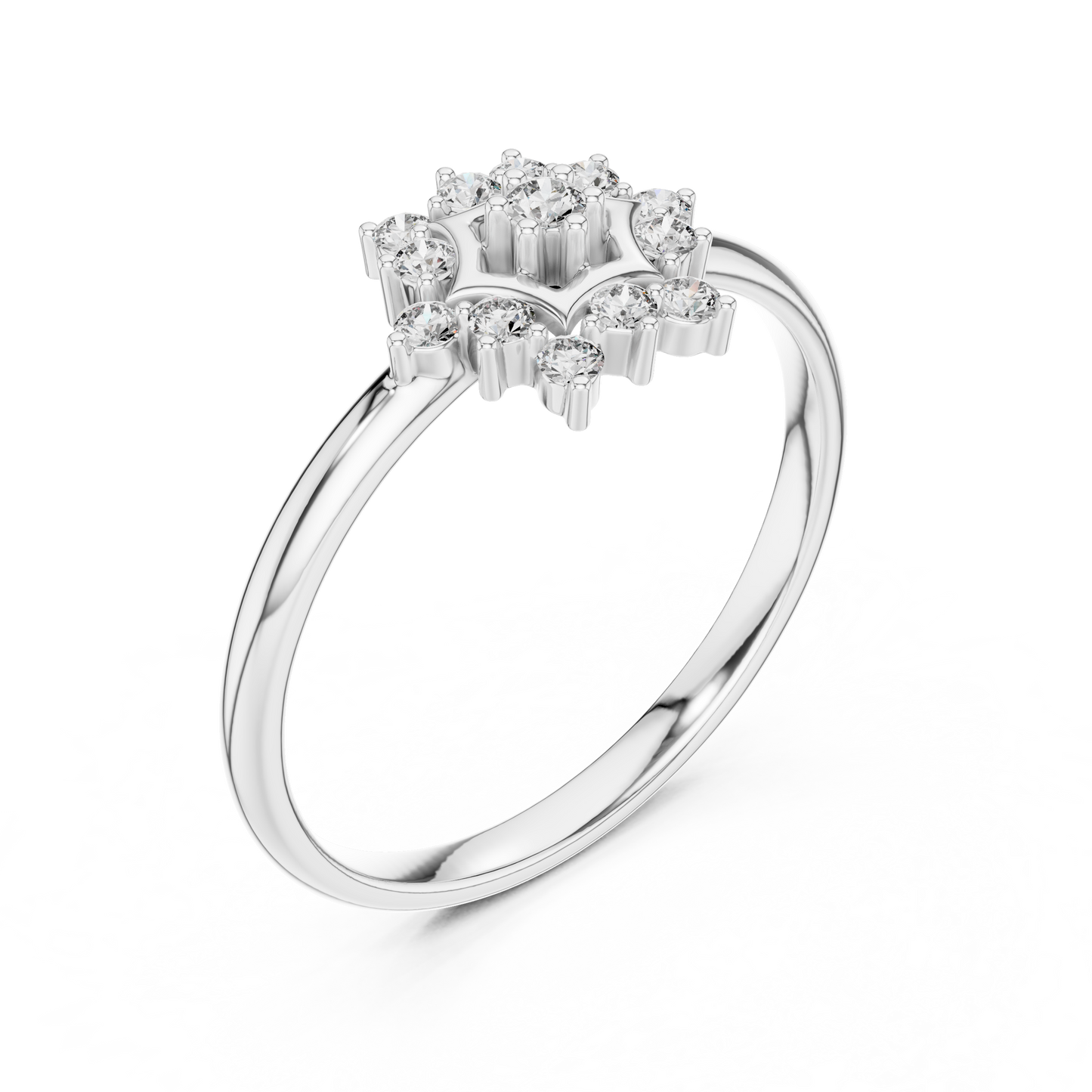 0.11 Carat Diamond Hexagon Snowflake Cluster Ring | Yellow Gold
