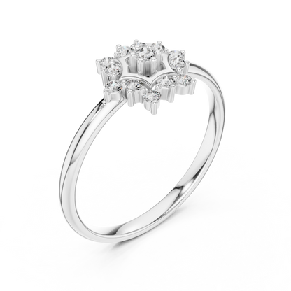 0.11 Carat Diamond Hexagon Snowflake Cluster Ring | Yellow Gold