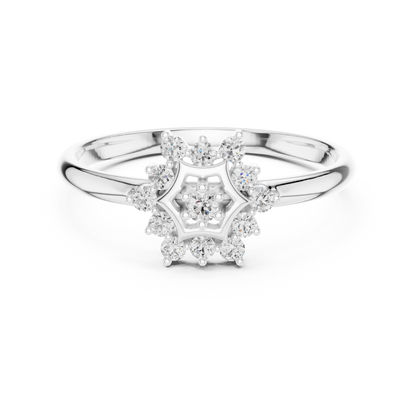 0.11 Carat Diamond Hexagon Snowflake Cluster Ring | Yellow Gold