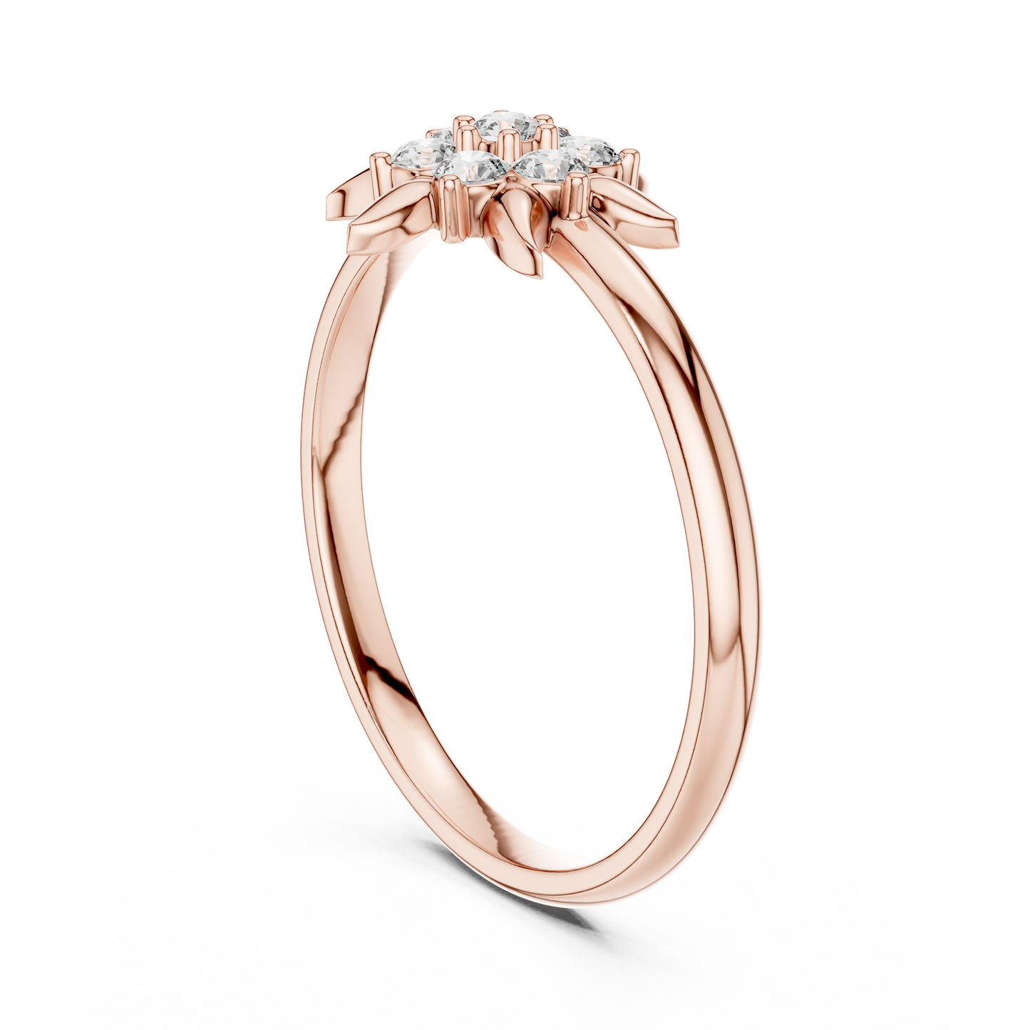 0.13 Carat Diamond Starburst Flower Cluster Ring | Yellow Gold