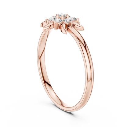 0.13 Carat Diamond Starburst Flower Cluster Ring | Yellow Gold