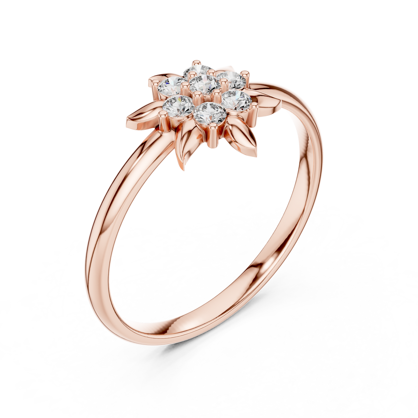 0.13 Carat Diamond Starburst Flower Cluster Ring | Yellow Gold
