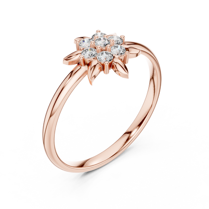 0.13 Carat Diamond Starburst Flower Cluster Ring | Yellow Gold