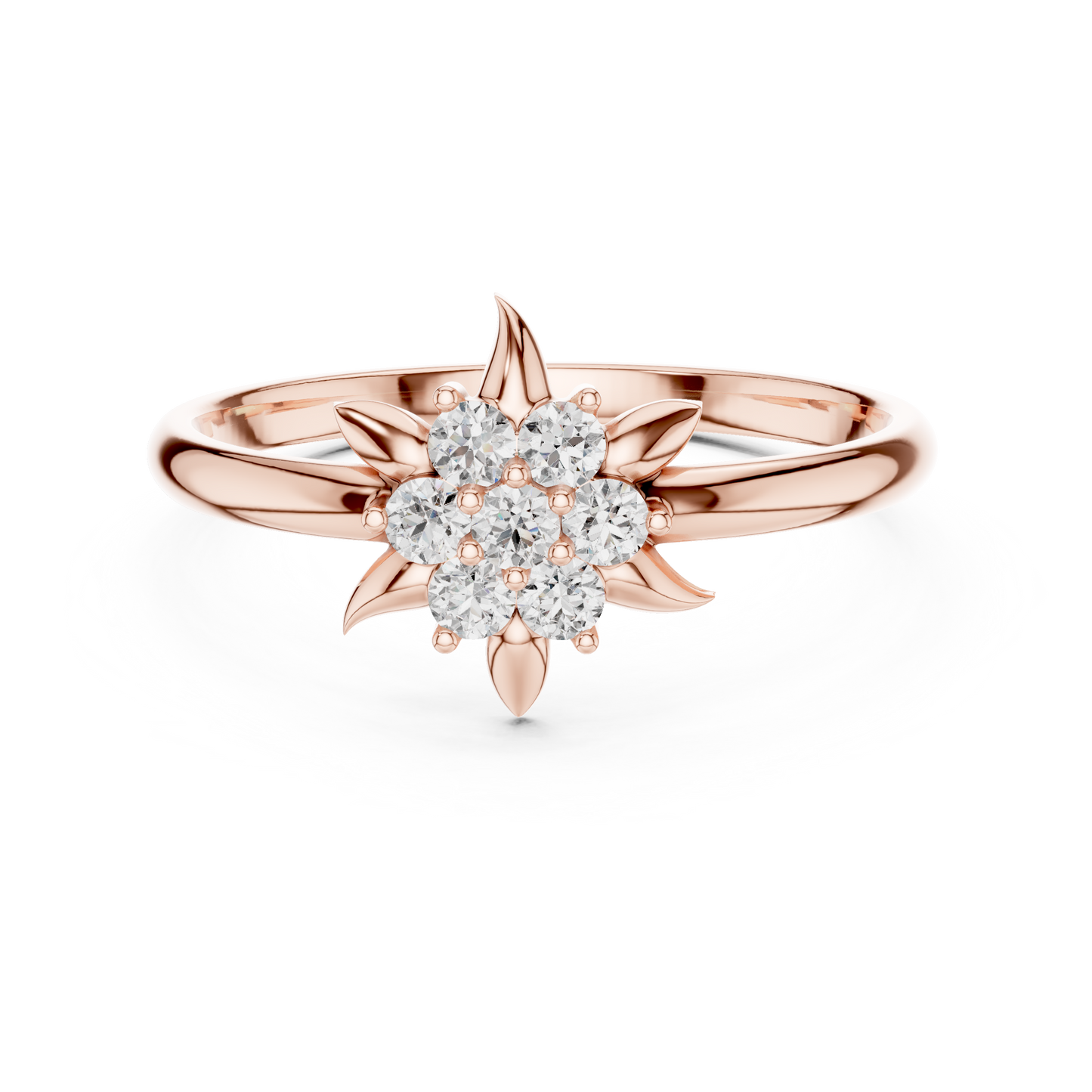 0.13 Carat Diamond Starburst Flower Cluster Ring | Yellow Gold