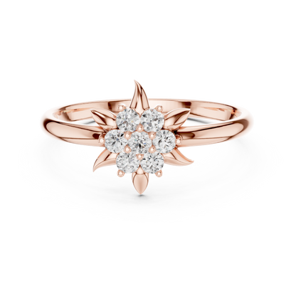 0.13 Carat Diamond Starburst Flower Cluster Ring | Yellow Gold