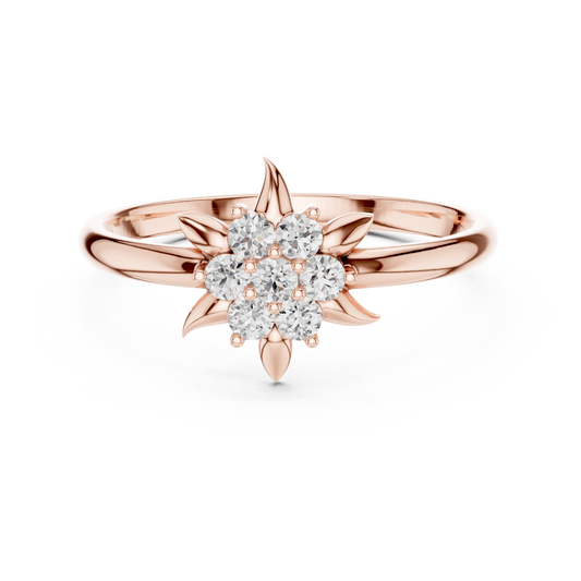 0.13 Carat Diamond Starburst Flower Cluster Ring | Yellow Gold