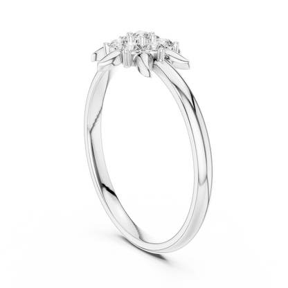 0.13 Carat Diamond Starburst Flower Cluster Ring | Yellow Gold
