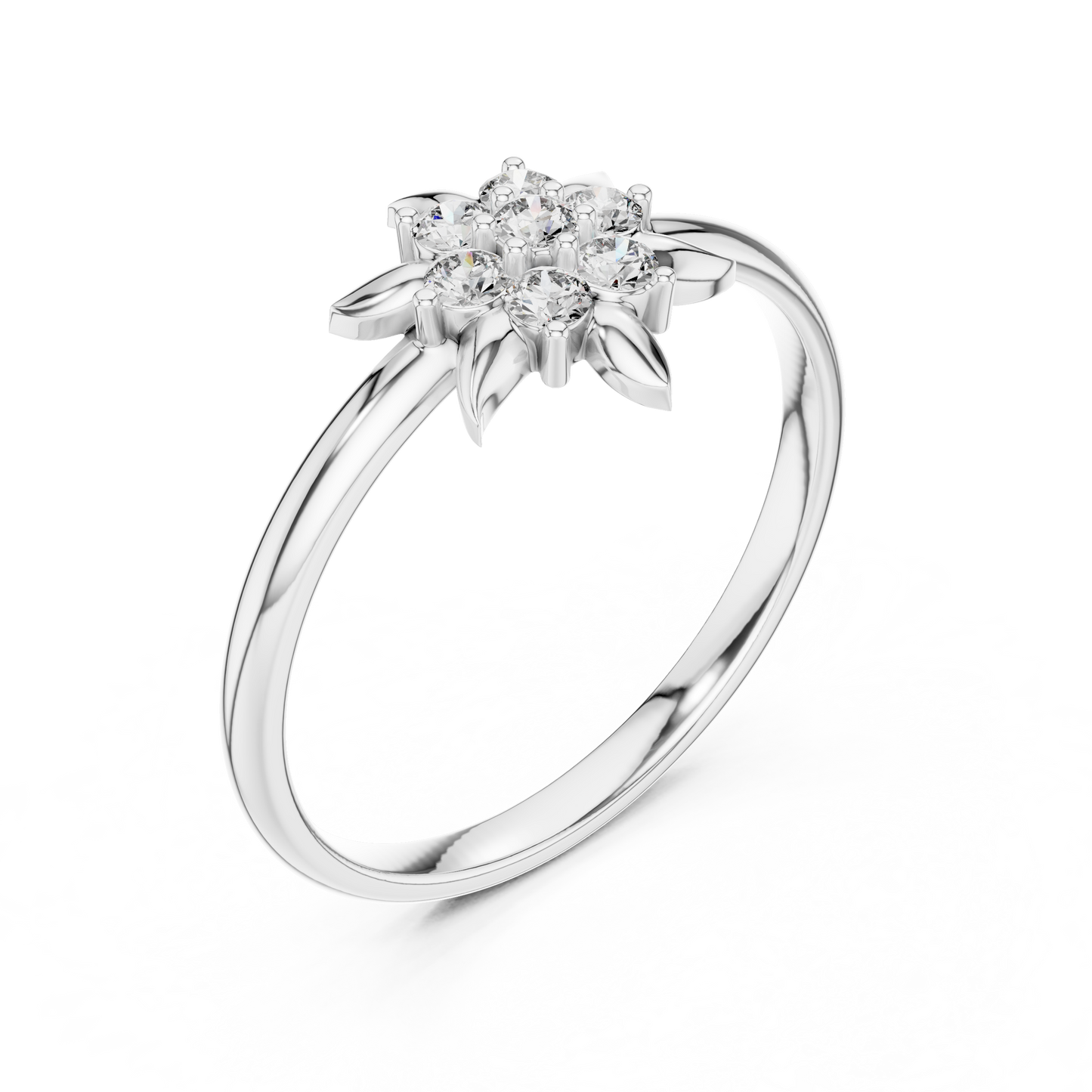 0.13 Carat Diamond Starburst Flower Cluster Ring | Yellow Gold