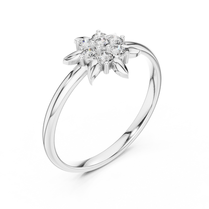 0.13 Carat Diamond Starburst Flower Cluster Ring | Yellow Gold