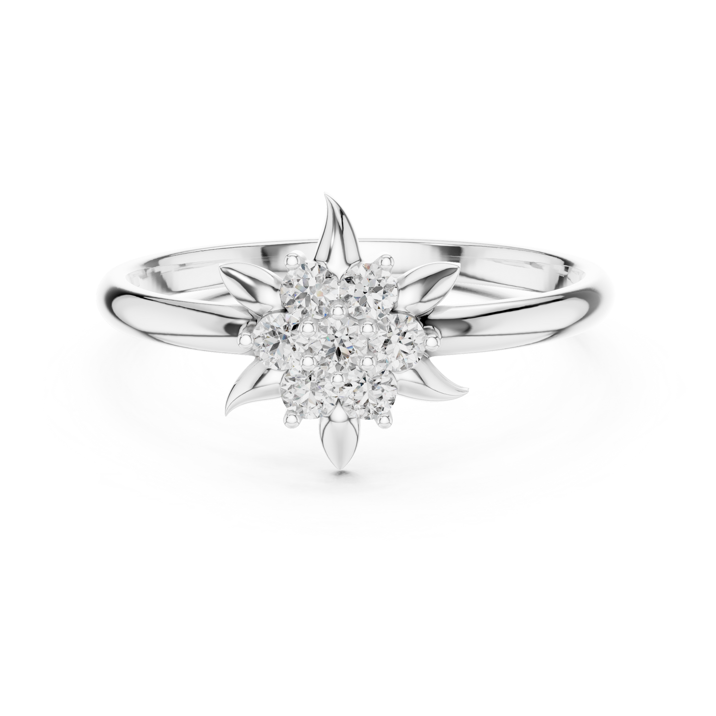 0.13 Carat Diamond Starburst Flower Cluster Ring | Yellow Gold