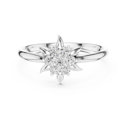 0.13 Carat Diamond Starburst Flower Cluster Ring | Yellow Gold
