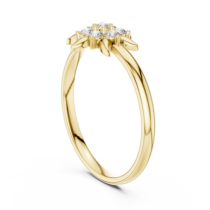 0.13 Carat Diamond Starburst Flower Cluster Ring | Yellow Gold