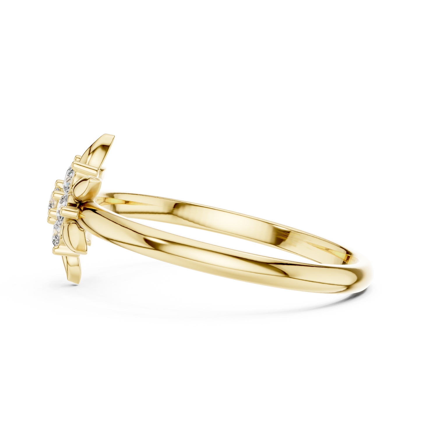 0.13 Carat Diamond Starburst Flower Cluster Ring | Yellow Gold