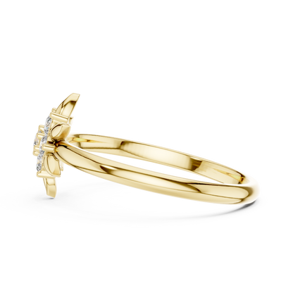 0.13 Carat Diamond Starburst Flower Cluster Ring | Yellow Gold