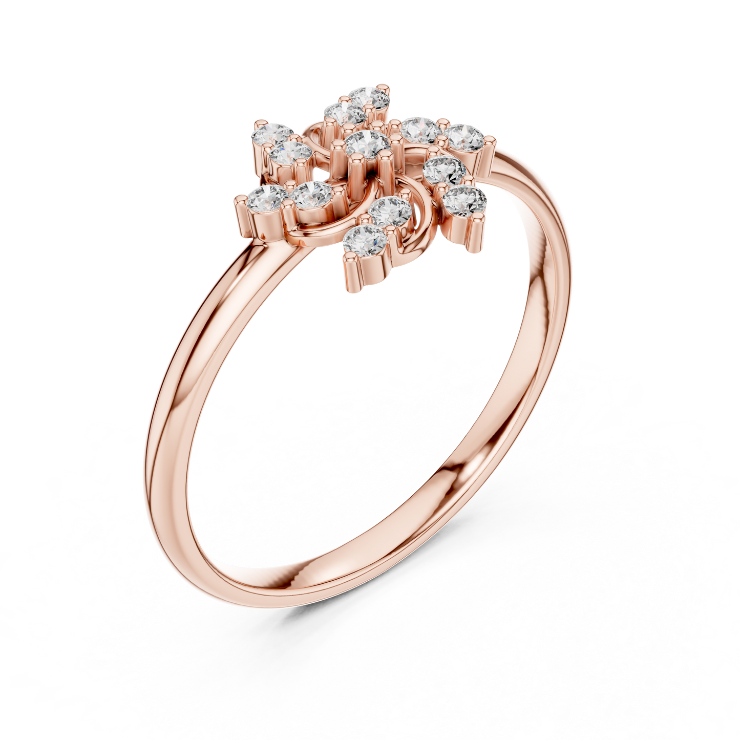 0.11 Carat Diamond Pinwheel Spiral Sunburst Ring | Yellow Gold