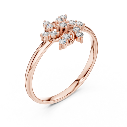 0.11 Carat Diamond Pinwheel Spiral Sunburst Ring | Yellow Gold